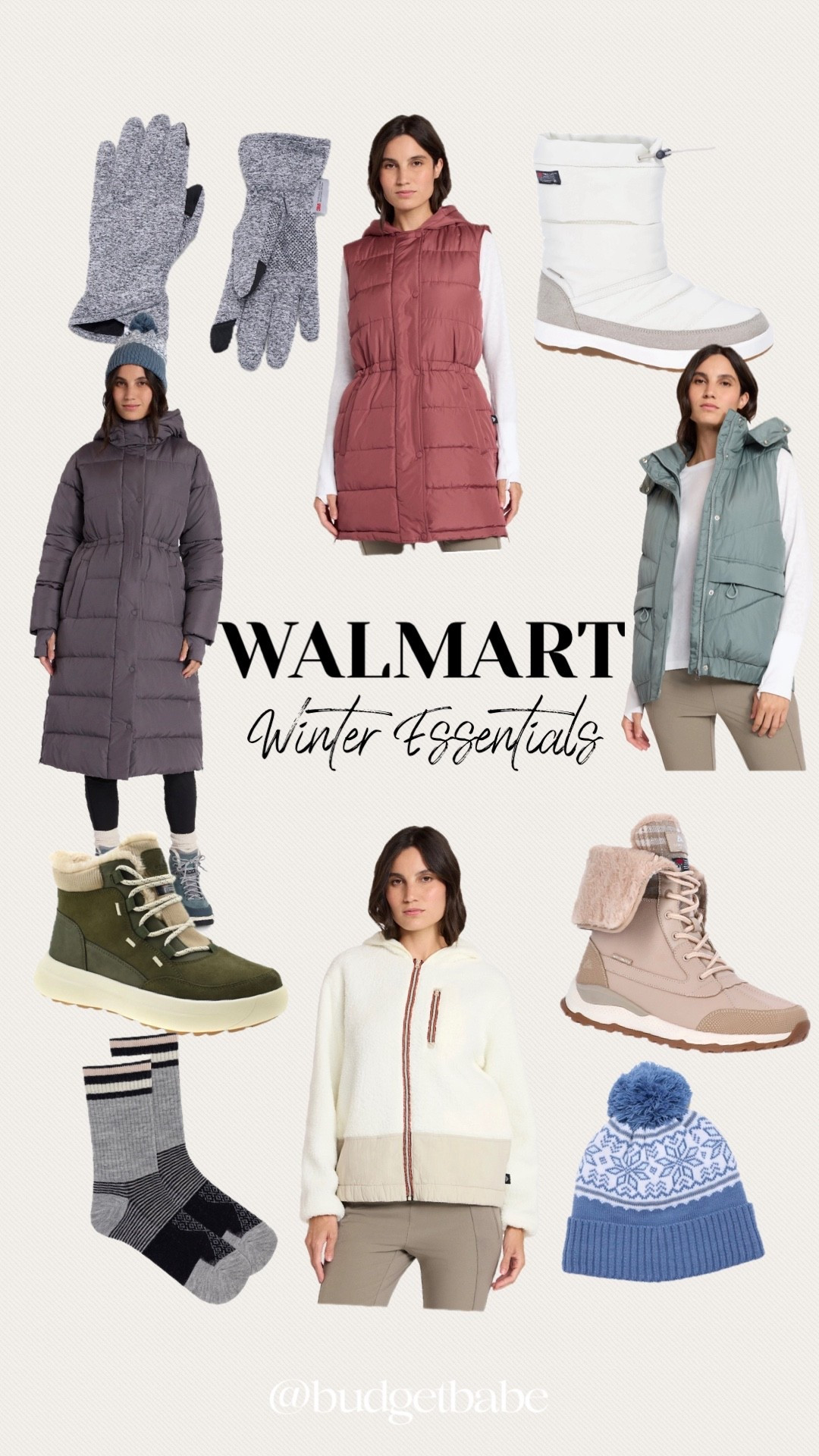 Walmart winter essentials, cold weather gear including long puffer coats, puffer vests, winter snow boots, wool socks, hats, and gloves! #walmartfashion walmartstyle 

#LTKmomlife #LTKFindsUnder50 #LTKFindsUnder100