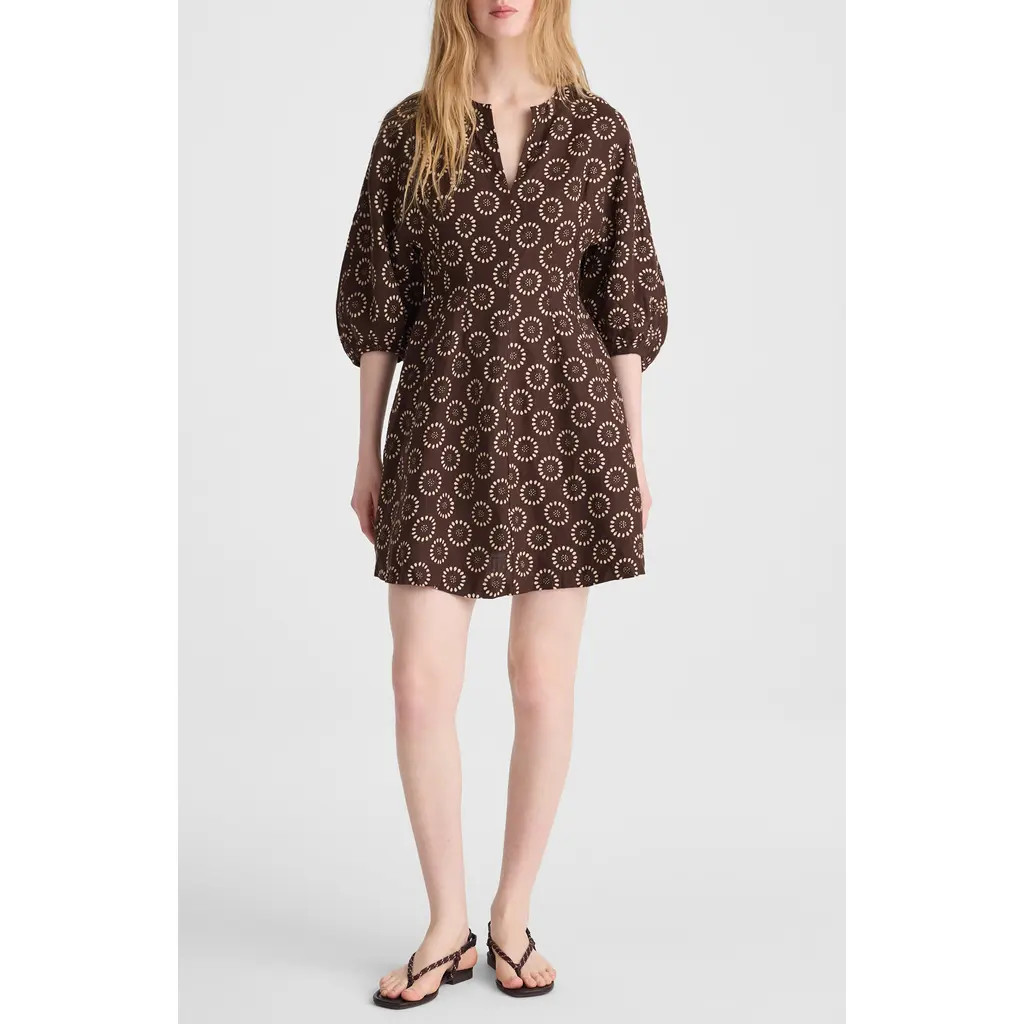 Madewell Splitneck Minidress in Dark Brown at Nordstrom, Size 4 | Nordstrom