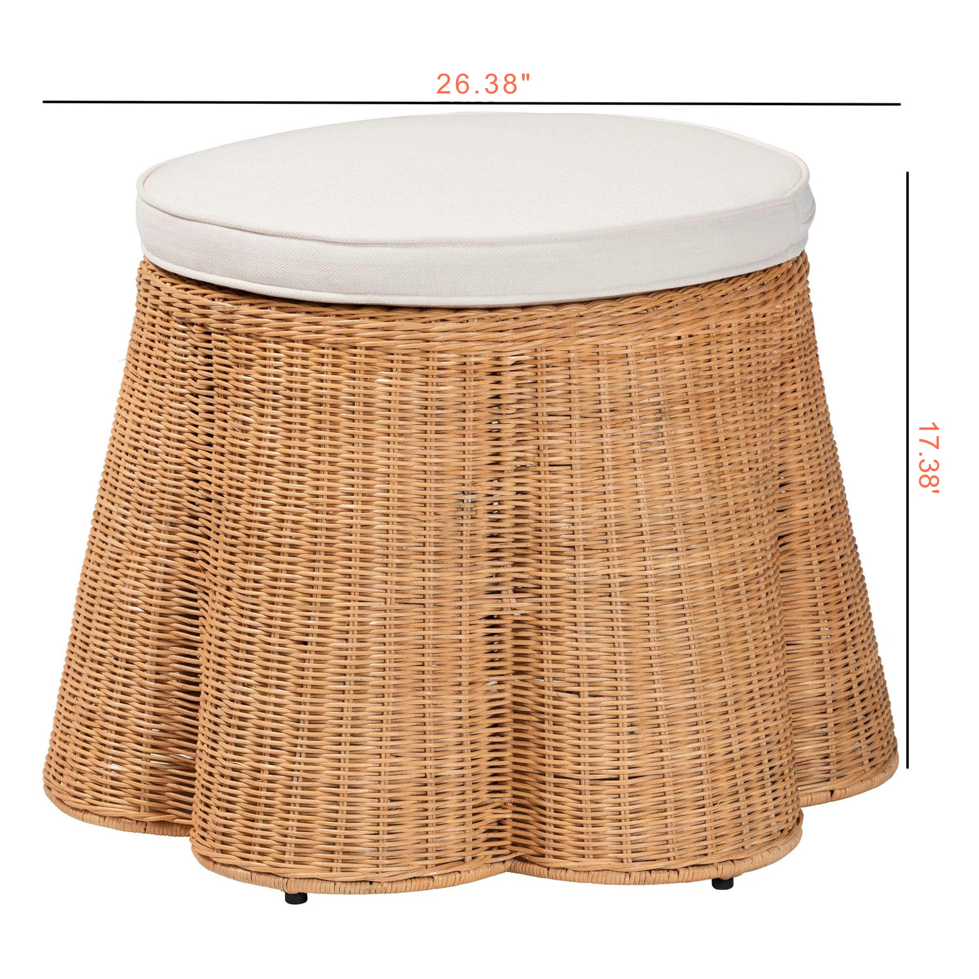 Colindres Round Handwoven Wicker Rattan Ottoman with Cushion, 17.38" H X 26.38" W X 26.38" D | Wayfair North America