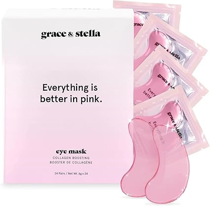 Under Eye Mask (Pink, 24 Pairs) Reduce Dark Circles, Puffy Eyes, Undereye Bags, Wrinkles - Gel Un... | Amazon (US)