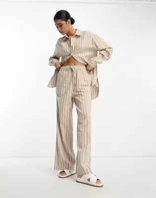 ASOS DESIGN pull on pants in mixed linen stripe - part of a set | ASOS (Global)