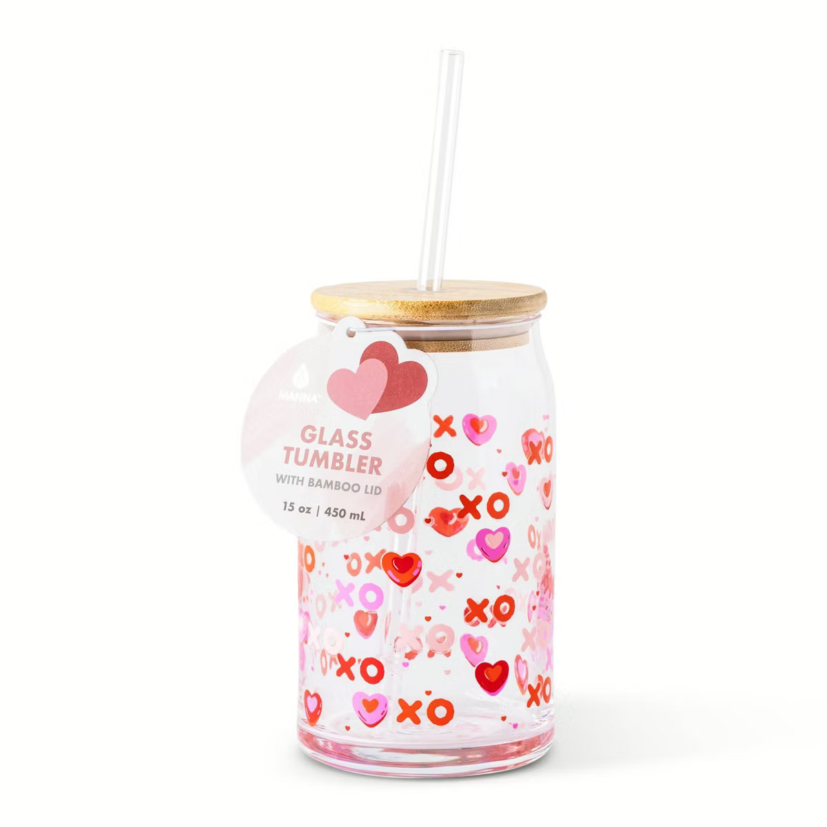 Manna 15oz Glass XOXO Hearts Toss Tumbler | Target