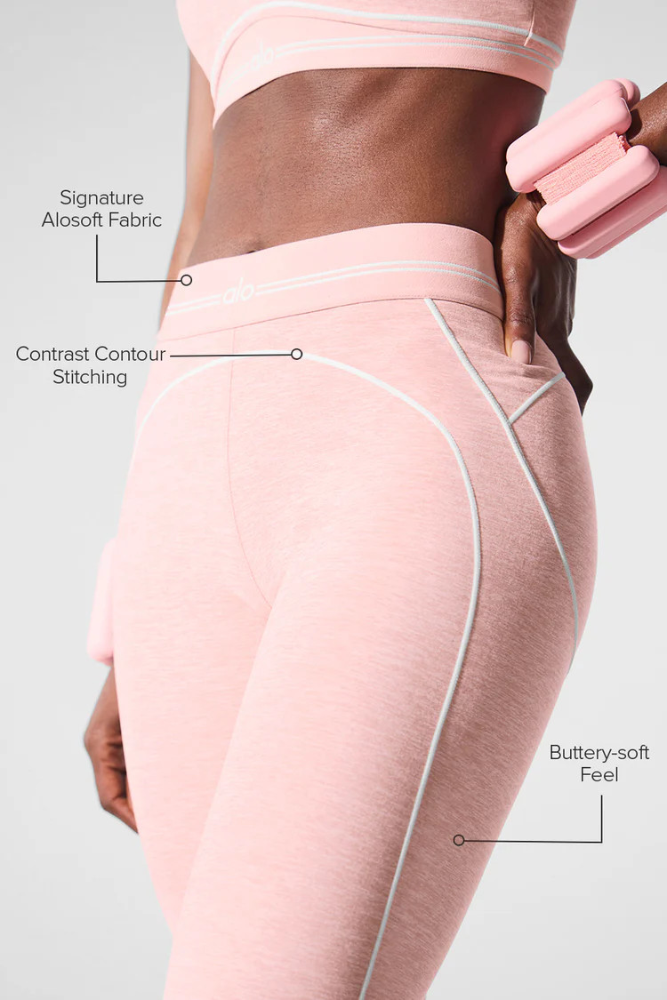 Alosoft High-Waist Heart Throb Legging - Pink Quartz Heather/White | Alo Yoga (US)