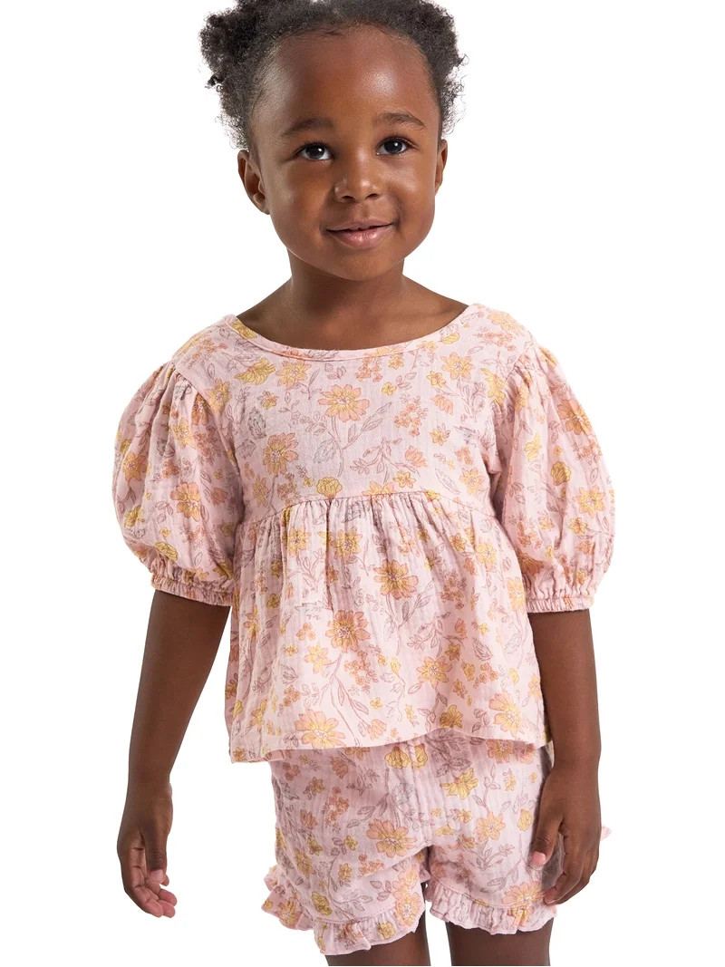 Modern Moments by Gerber Toddler Girl Top and Short Outfit Set with Crossback Detail, 2-Piece, Si... | Walmart (US)