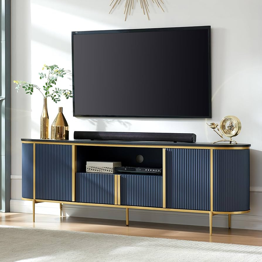 OKD Modern 70" Fluted Sideboard, TV Stand Entertainment Cente with Storage, Sideboard Buffet Cabi... | Amazon (US)