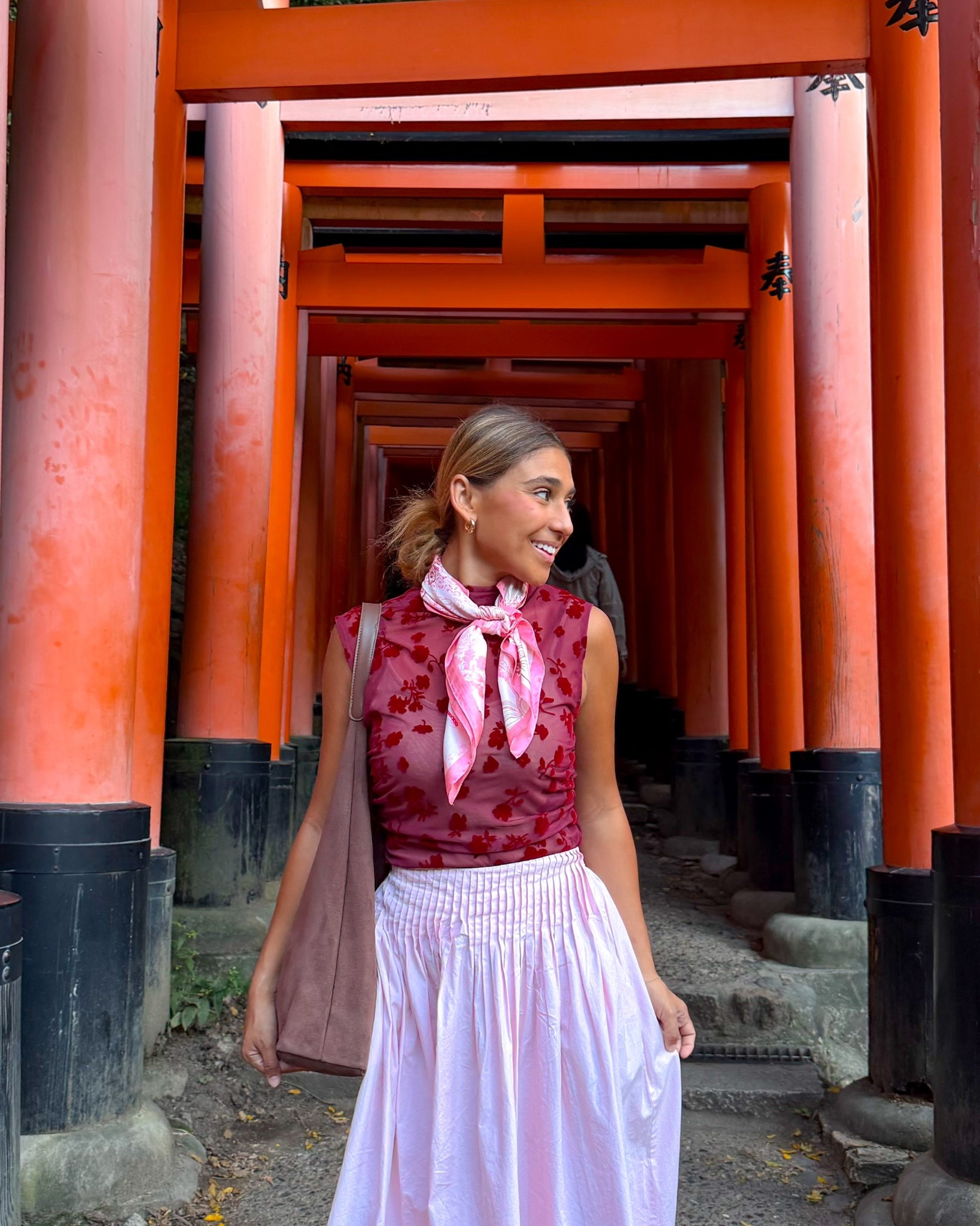 outfit i wore while in kyoto, japan! so fun and a perfect transition outfit for fall!🌸💗

top: small
can’t find the exact link for the skirt but i rented it on nuuly - find me now “full midi skirt”  medium

#LTKootd #LTKStyleTip #LTKFindsUnder50