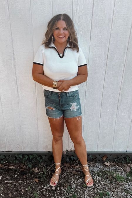 Is there anything more “summer” than this get up?! I’m here for it! This top is a super soft terry cloth polo. (I’d suggest going up a size) Paired with a classic pair of distressed cut-offs (that I purposely distressed a bit more) . Finished off with a pair of on trend, metallic , minimal , lace-up sandals.


#LTKSeasonal #LTKFind #LTKunder100