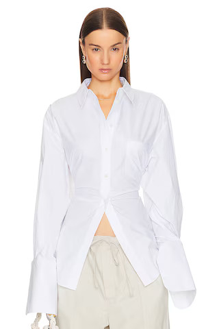 Helsa Poplin Lace Back Shirt in White from Revolve.com | Revolve Clothing (Global)