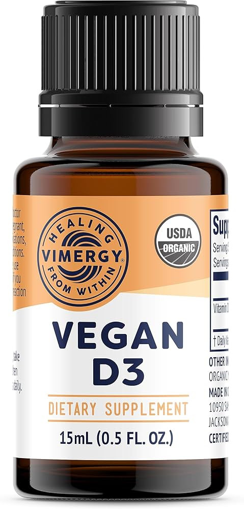 Vimergy USDA Organic Vegan Vitamin D3 Extract, 96 Servings \u2013 Supports Strong Bones & Healthy... | Amazon (US)