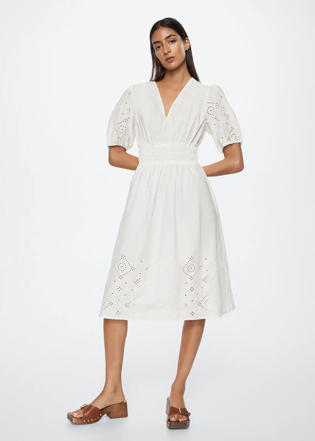 Embroidered cotton dress | MANGO (UK)