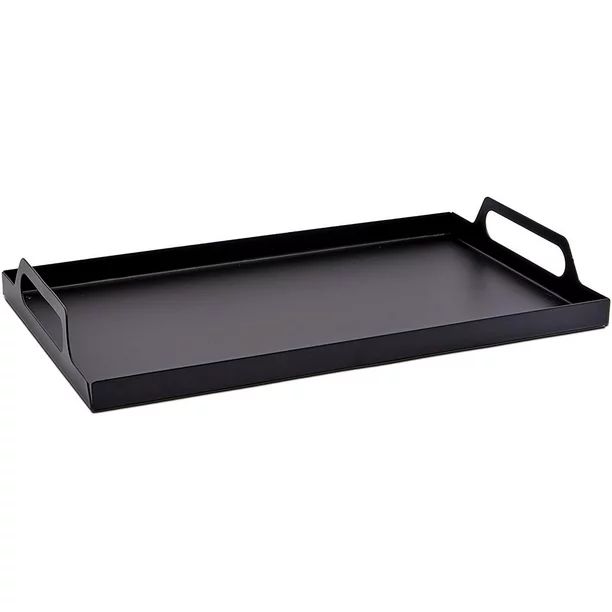 Black Metal Serving Decorative Tray with Handles for Rustic Decor, Rectangular, 16 x 9 in. - Walm... | Walmart (US)