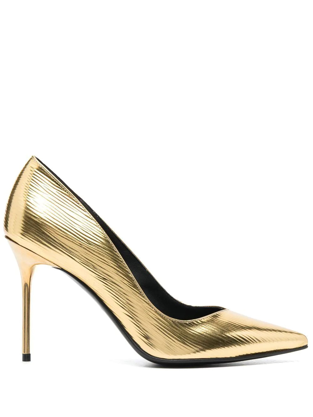 Balmain 100mm metallic pointed-toe pumps - Yellow | Farfetch Global