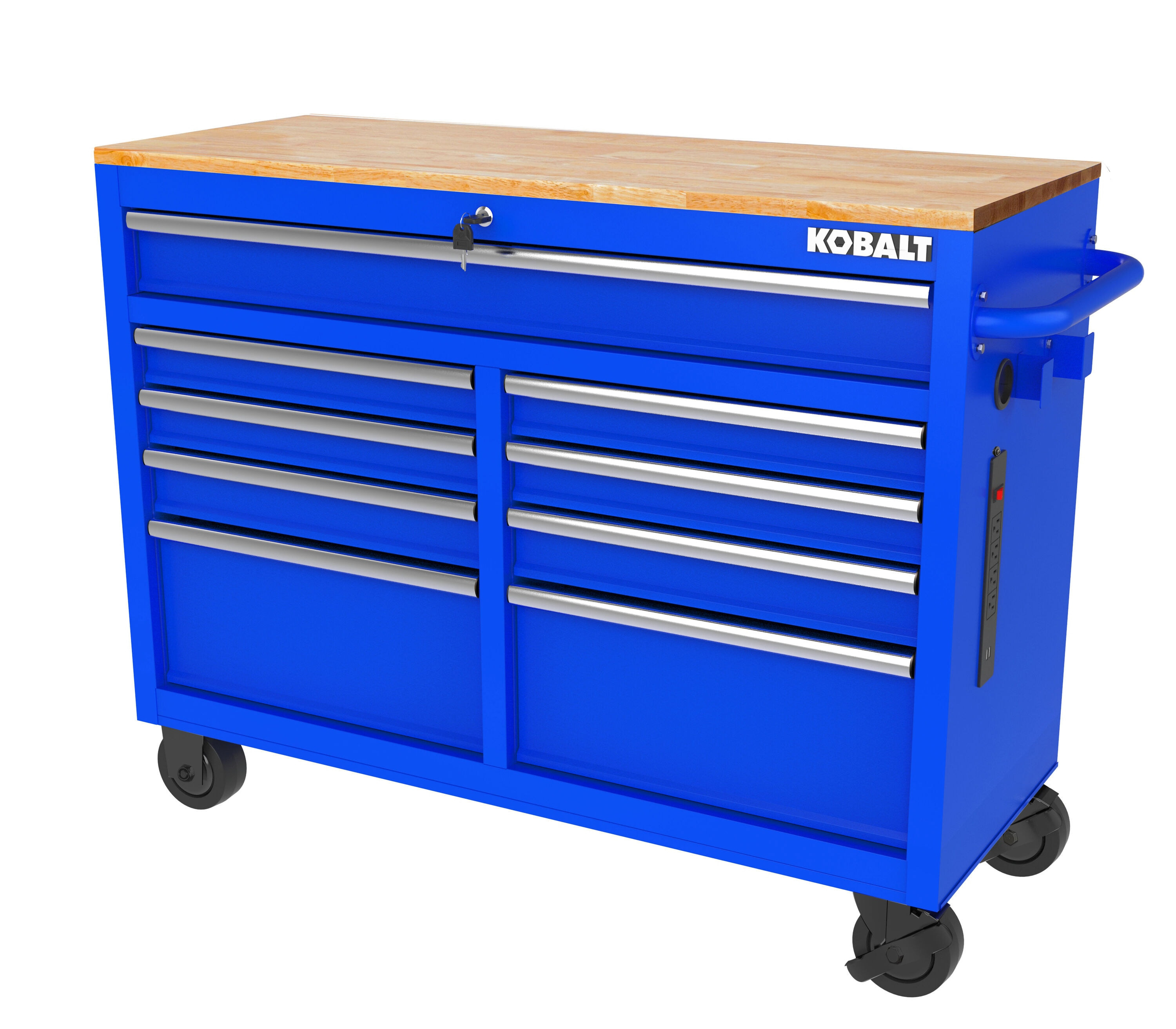 Kobalt 46.1-in L x 37.2-in H 9 -Drawers Rolling Blue Wood Work Bench Large | 19207 | Lowe's