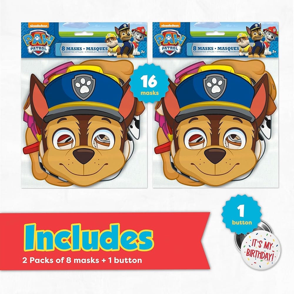 Unique Paw Patrol Party Favors and Birthday Decorations | Paw Patrol Masks 16 Pack | Officially L... | Amazon (US)