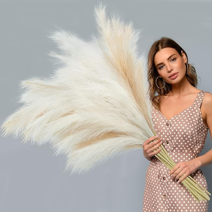 Ouddy Decor 8 Pcs Faux Pampas Grass Decor 38''/97cm Tall Artificial Large Pompas Grass Pompous Fl... | Amazon (US)