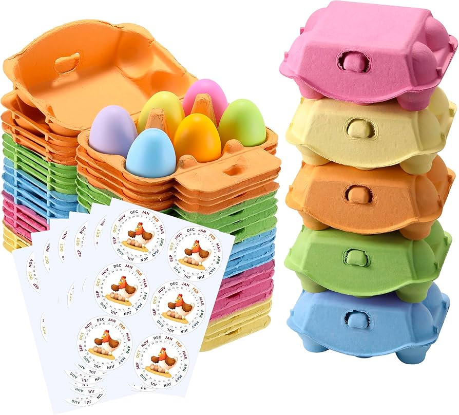 Colored Half Dozen Egg Cartons 20 Pcs Set, Natural Pulp Paper Egg Cartons 6 Count for Chicken Egg... | Amazon (US)