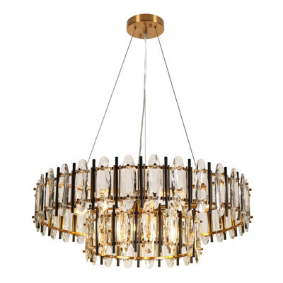LNC Tiered Drum Crystal Chandelier 10-Light 32.3 in Polished Gold with Oval Crystal | Target