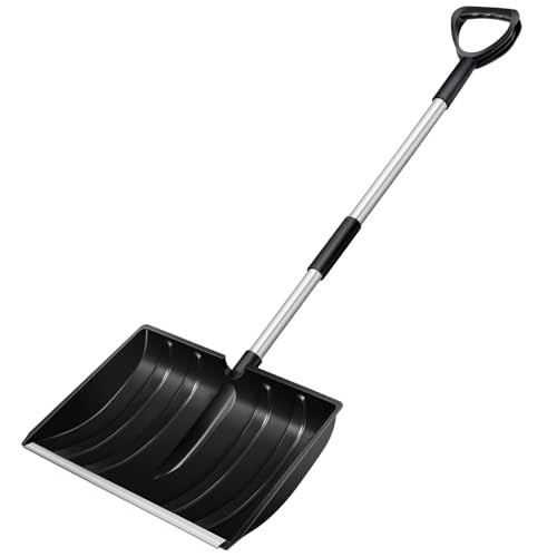 Large Portable Snow Shovel for Driveway: 52-Inch Extended Lightweight Snow Shovel for Snow Removal - Wide Snow Shovel with Ergonomic D-Grip Handle and Aluminum Blade for Garden, Car, Camping Black | Amazon (US)