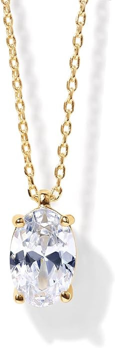 PAVOI 14K Gold Plated Cubic Zirconia Diamond Pendant Necklace for Women | Adjustable Slider | Amazon (US)