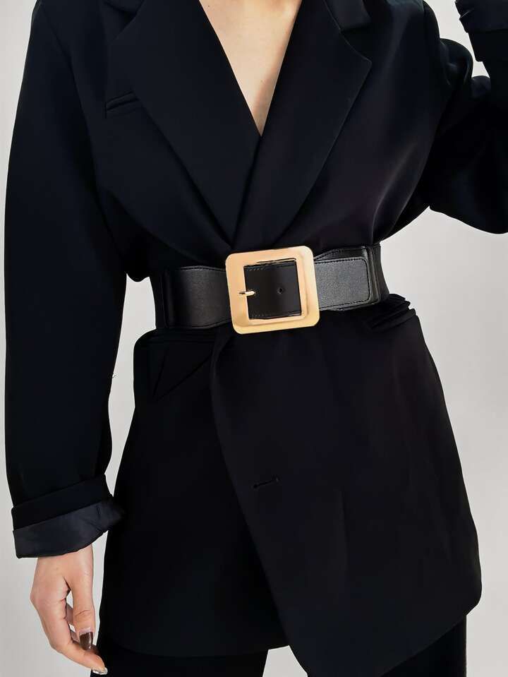 Elegant Square Buckle Belt PU dress belt  for Coats and Dresses | SHEIN