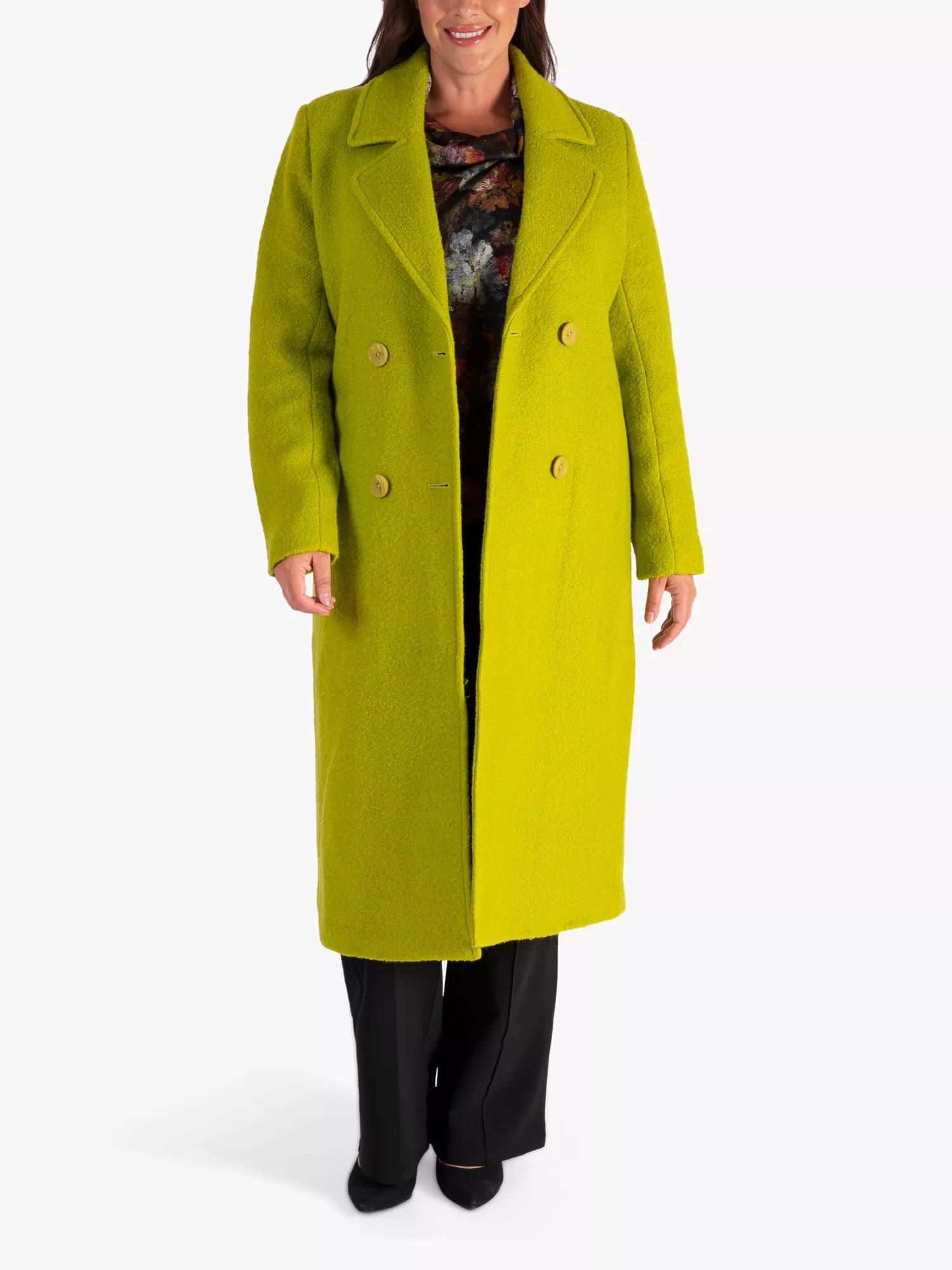 chesca Double Breasted Wool Blend Coat, Lime | John Lewis (UK)