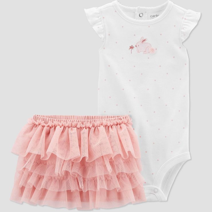 Carter's Just One You®️ Baby 2pc Bunny Skirt Set - White/Pink | Target