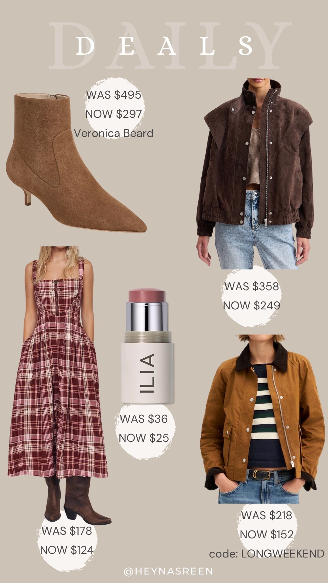 Daily deals on Veronica Beard boots, Avec Les Filles bomber jacket, Madewell barn jacket, Ilia blush, Anthropologie dress