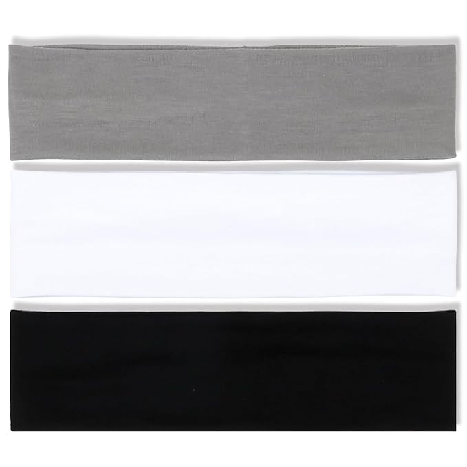 Women's Thick Stretchy Sweat Headbands in White and Black for Yoga, Workout, and Everyday Wear - ... | Amazon (US)