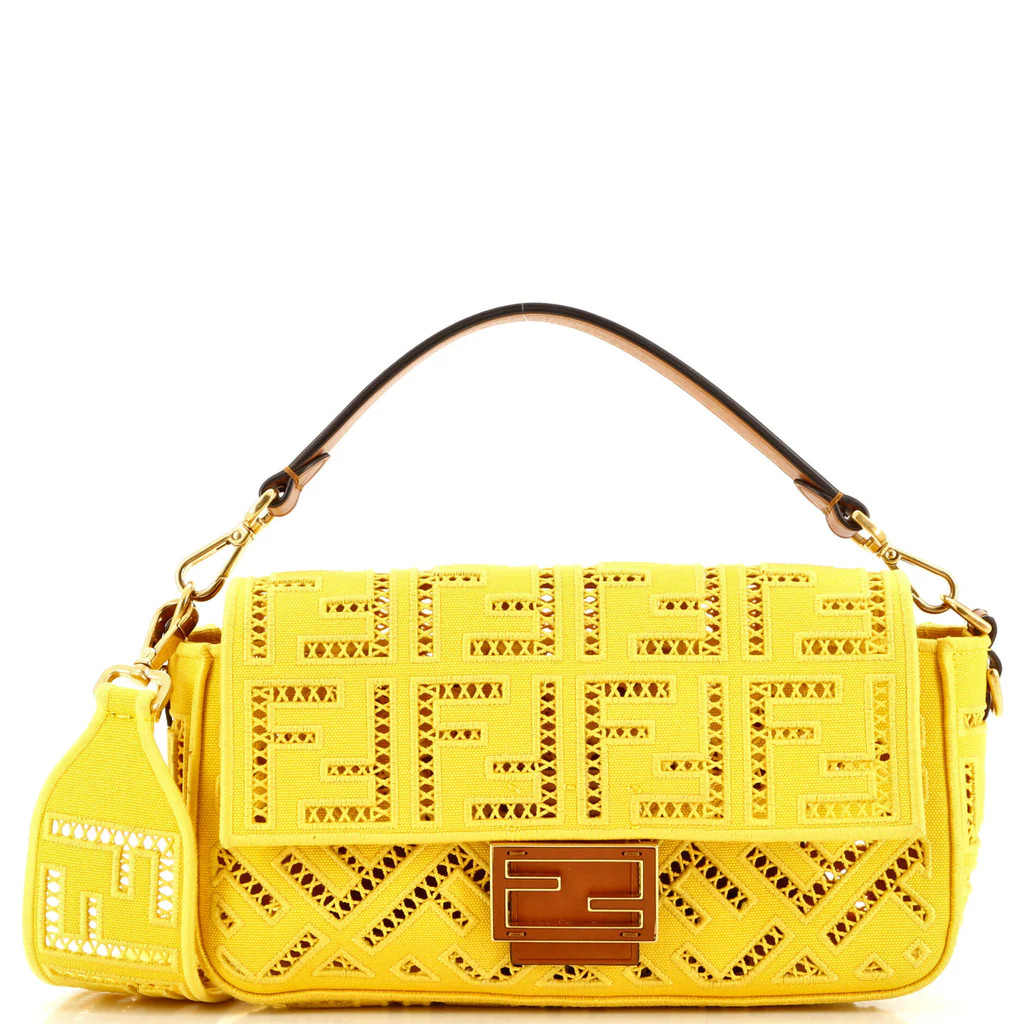 Baguette NM Bag FF Openwork Embroidered Canvas Medium | Rebag