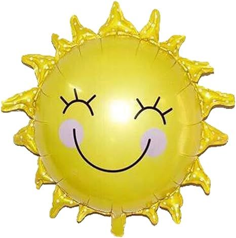 Smiley-face Sun Balloon, 26" Foil Mylar Helium Balloon, Pack of 5 | Amazon (US)