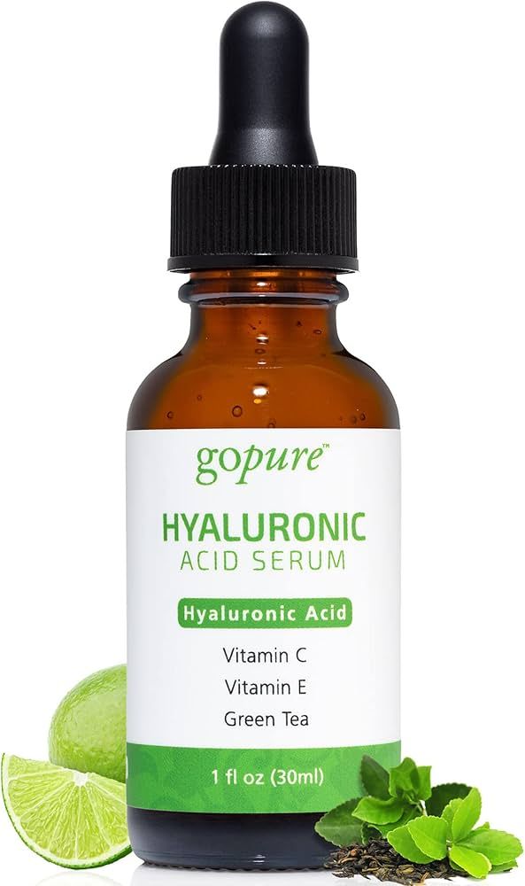 goPure Hyaluronic Acid Serum - Face Serum for Glowing Skin with Vitamin C and E, and Green Tea, A... | Amazon (US)