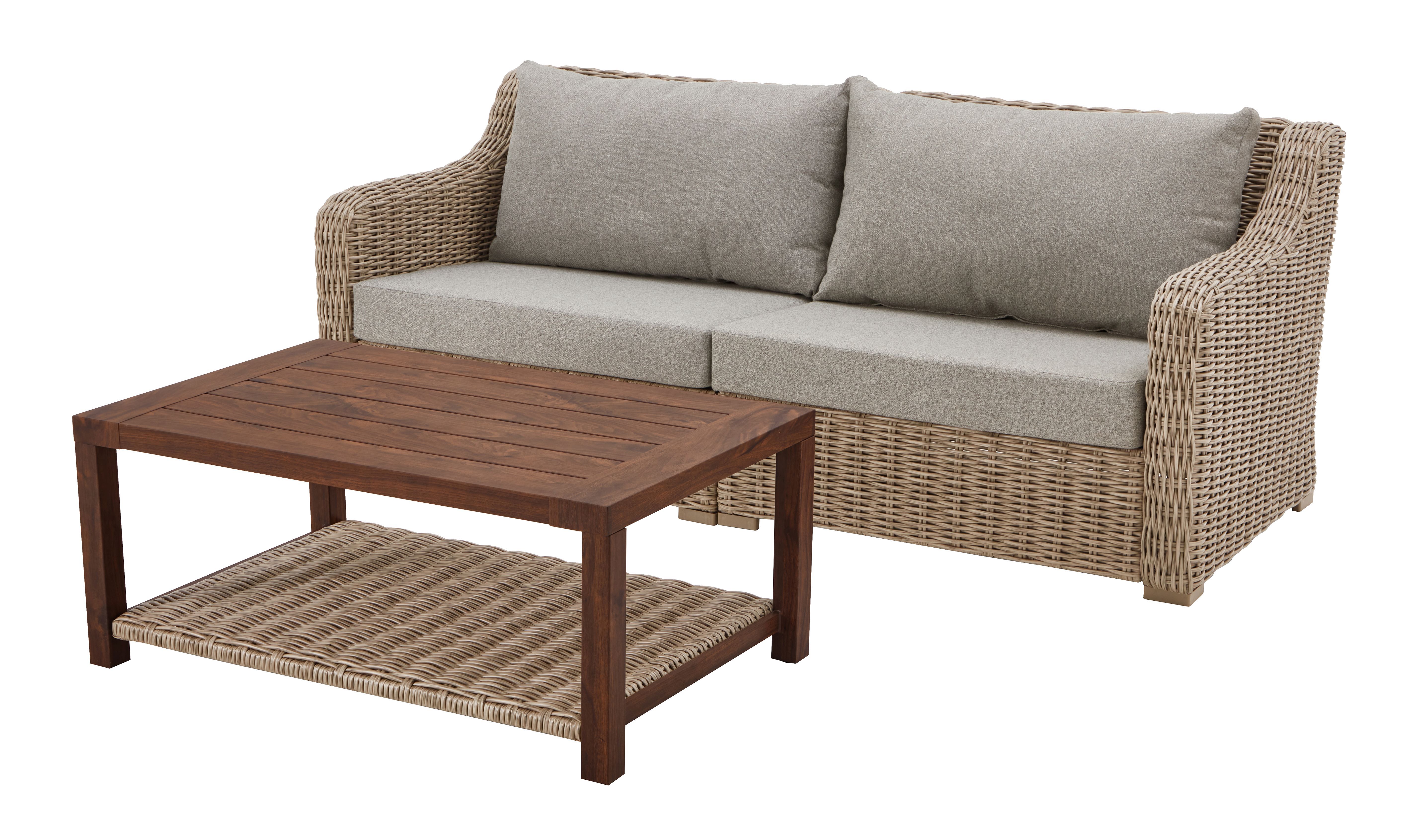 Better Homes & Gardens Bellamy 2 Piece Outdoor Sofa Gray Cushions & Coffee Table Set with Patio C... | Walmart (US)