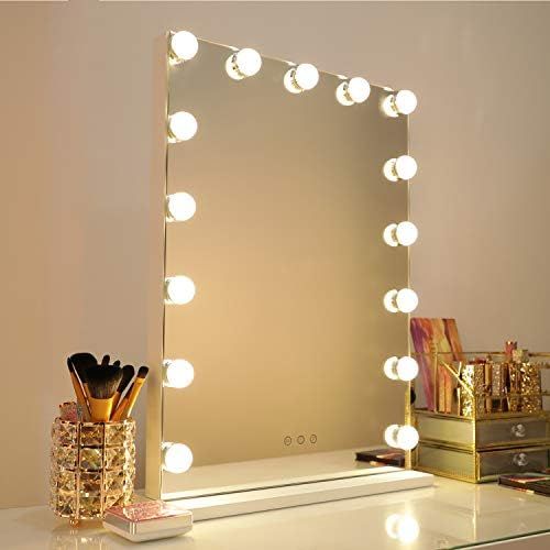 WAYKING Makeup Mirror with lights, Hollywood Vanity Mirror with Touch Screen Dimmer, USB Charging... | Amazon (US)