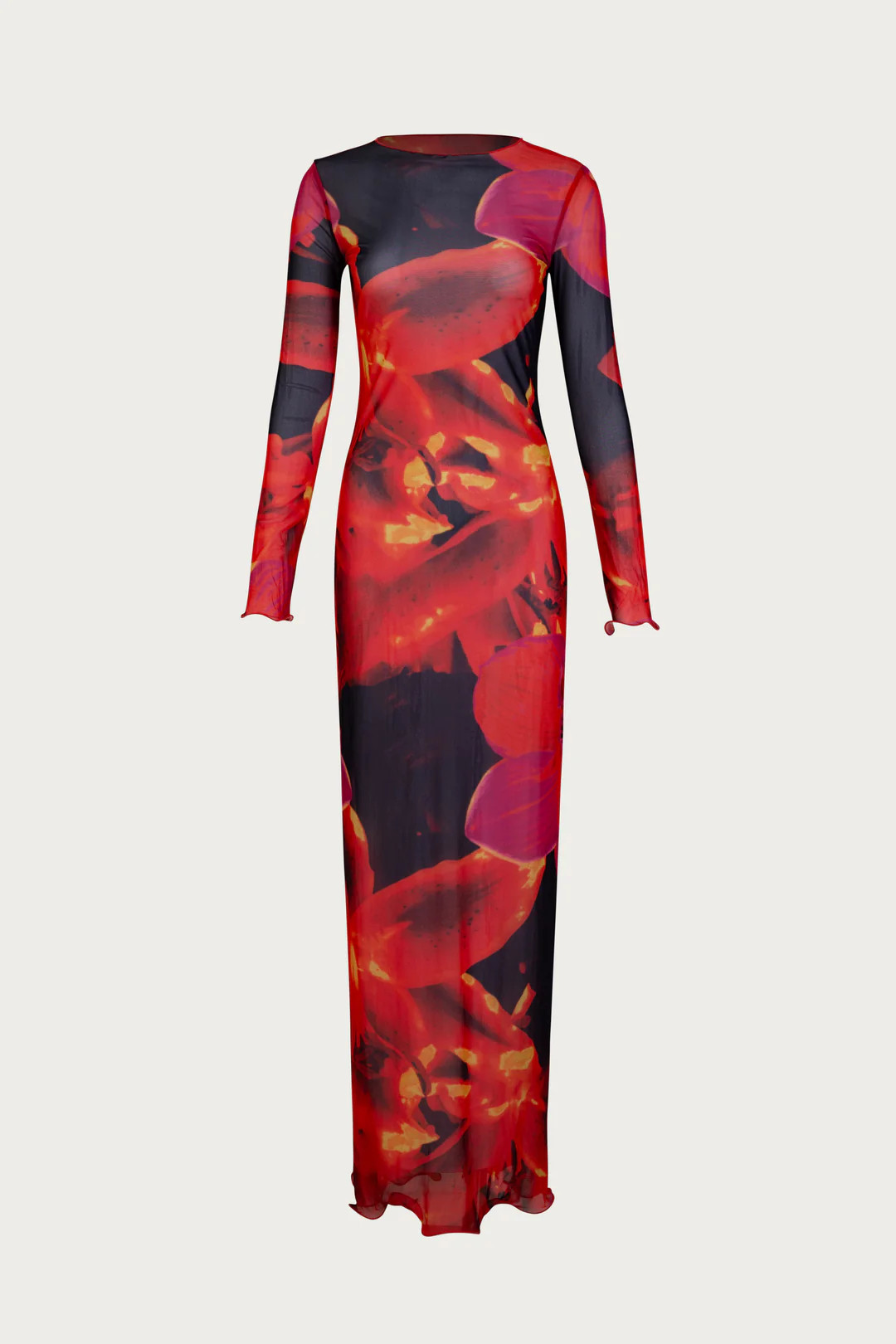 Mesh Maxi Dress (Red Tropical) | SAME