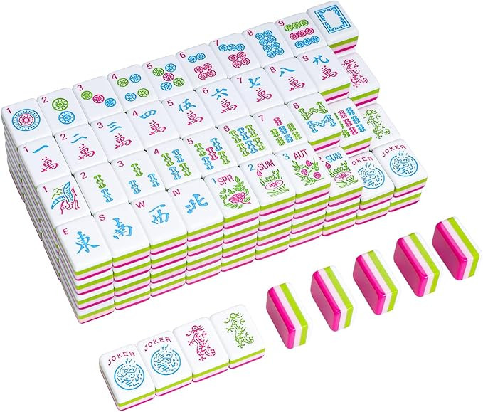 Engraved American Mahjong Tile Set(4 Layer), 166 Acrylic Mahjong Tiles with A Carrying Bag and Ac... | Amazon (US)