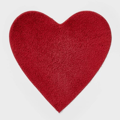 24"x24" Valentines Day Shaped Heart Non-Slip Bath Rug Red - Room Essentials™ | Target