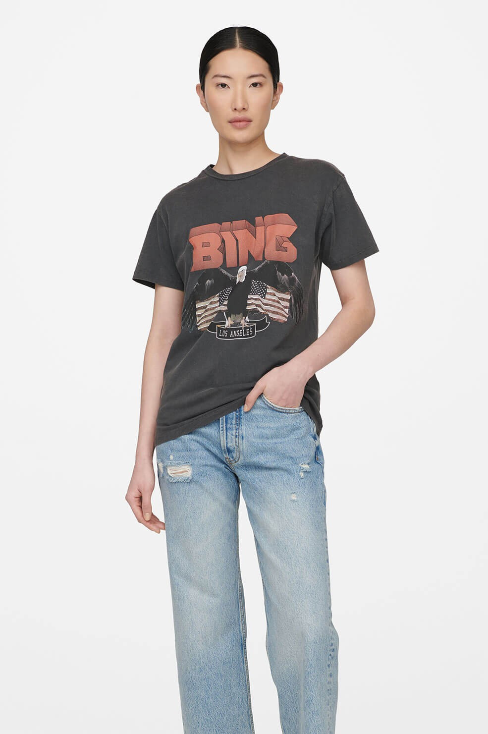 ANINE BING Vintage Bing Tee in Black | Anine Bing