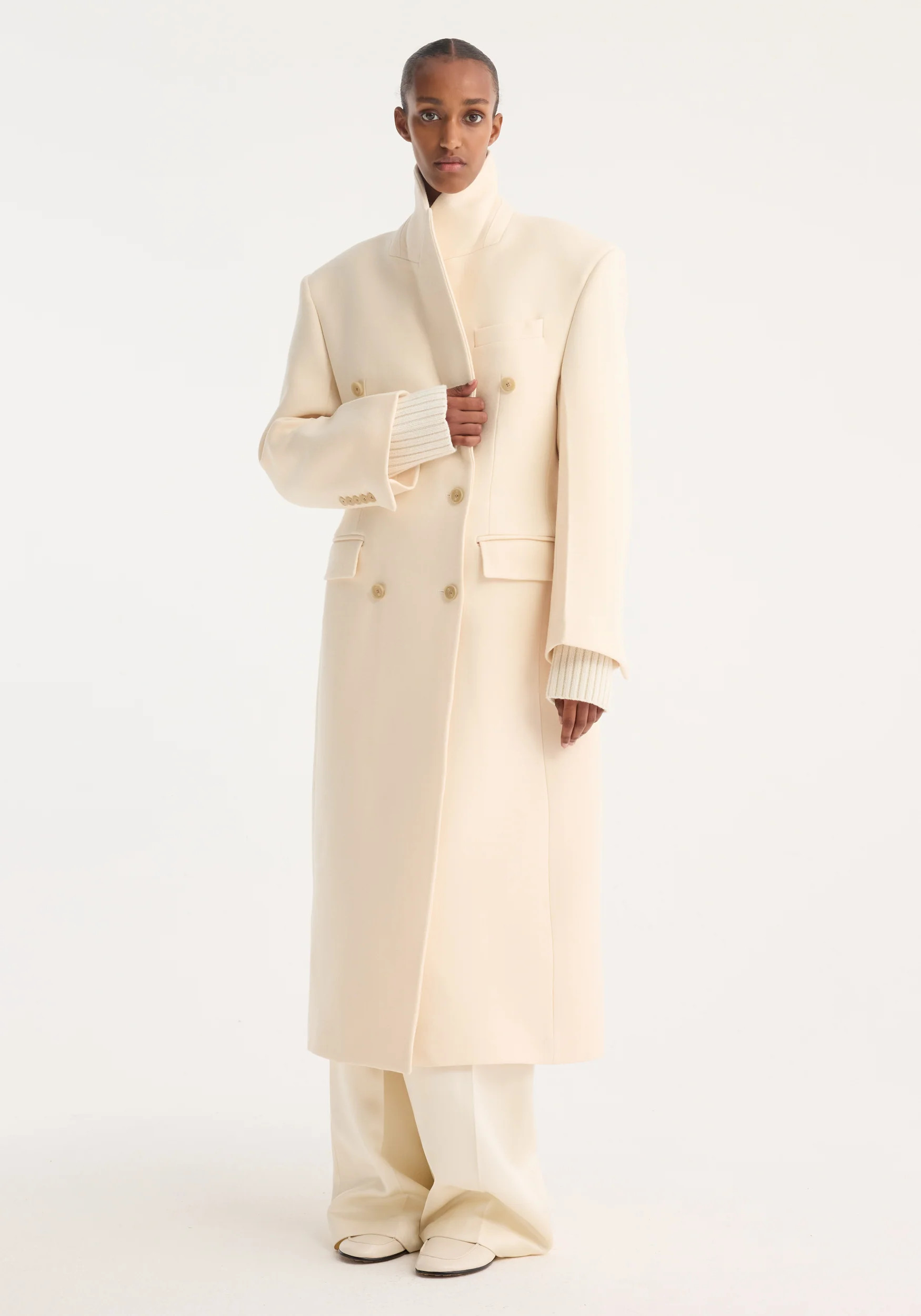 hourglass wool coat | off white | Rohe