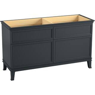 Harken 60 in. W x 21.875 in. D x 34.5 in. H Bath Vanity Cabinet Only without Top in Gabbro | The Home Depot