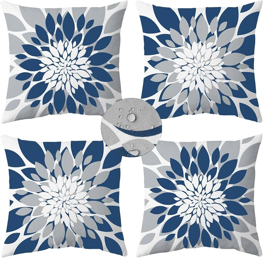 Qahing Pack of 4 Outdoor Waterproof Pillow Covers 18x18 Decorative Outdoor Throw Pillows Garden S... | Amazon (US)