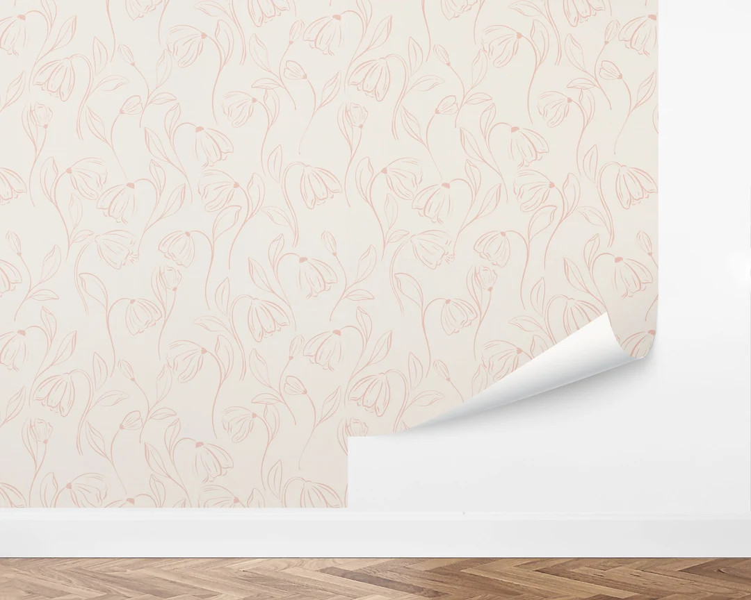 Custom Floral Peel and Stick Wallpaper, Removable Wallpaper - Spring Snowdrops by Love Vs. Design... | Etsy (US)