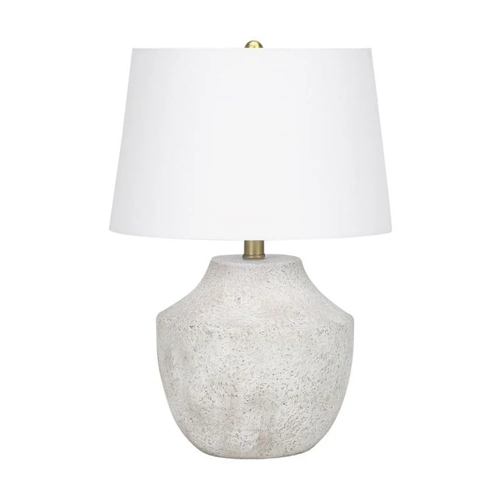 Monarch 20" Concrete Stone Table Lamp with Tapered Shade in Cream and Beige | Walmart (US)