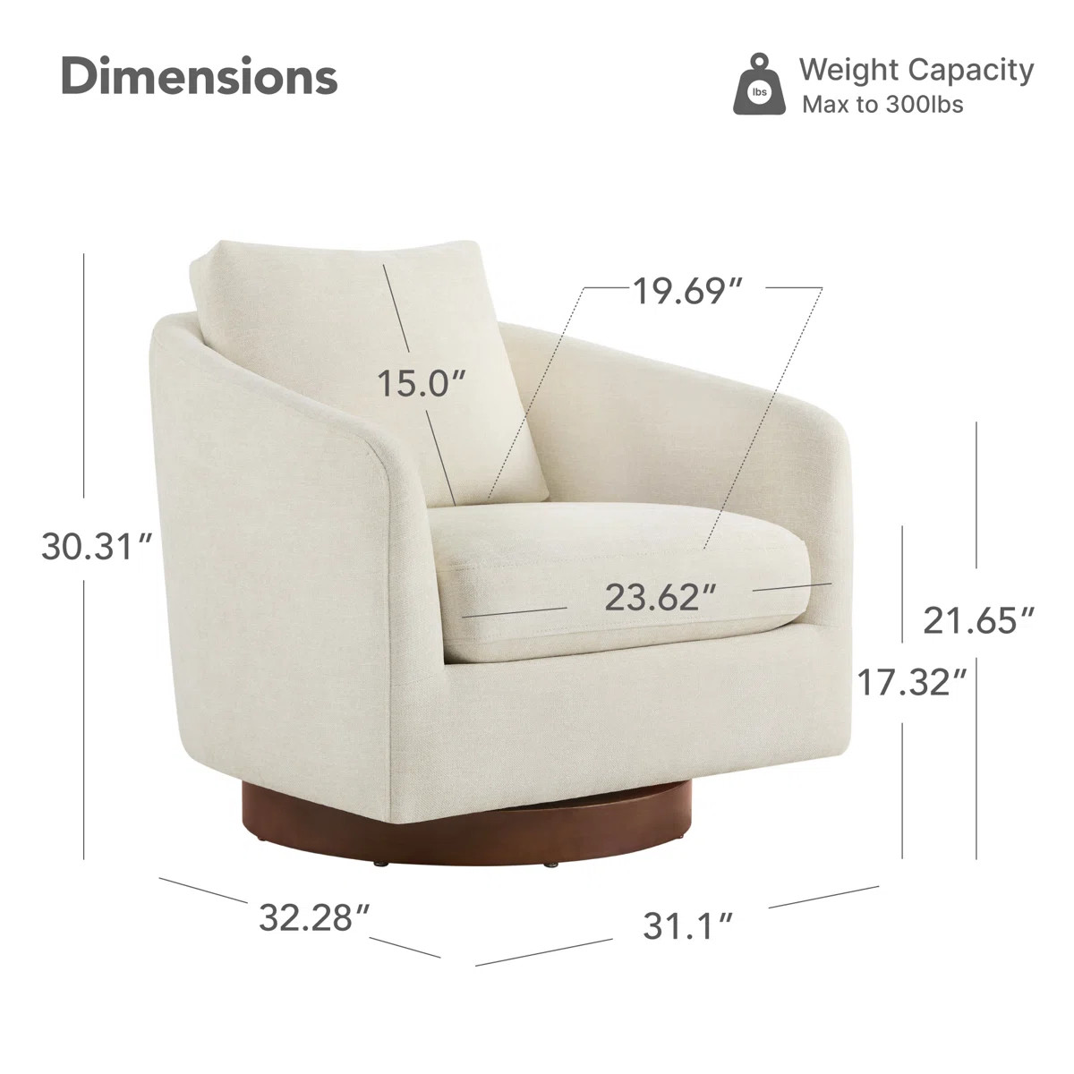 Linen Swivel Accent Chair with Solid Wood Base | Wayfair North America