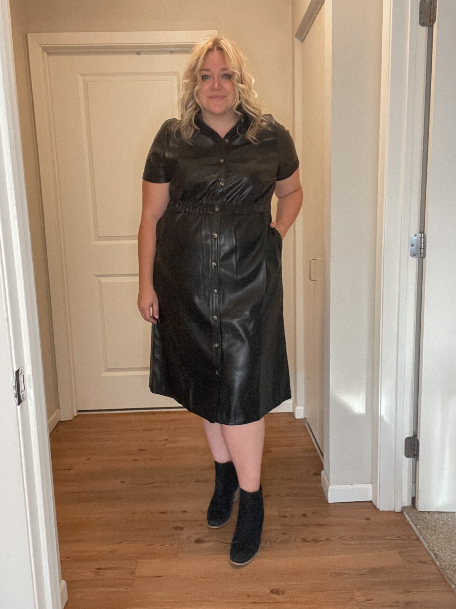 Jumping on the pleather dress trend! Linking to some other great options.

#LTKunder100 #LTKSeasonal #LTKcurves