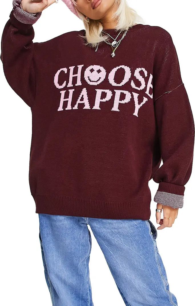 Choose Happy Intarsia Graphic Sweater | Nordstrom