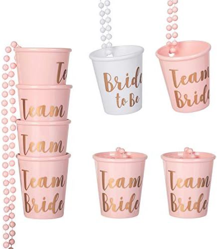 Bachelorette Party Supplies, Shot Glass Necklace 12 Pack Team Bride and Bride/Groom to Be Beaded Bri | Amazon (US)