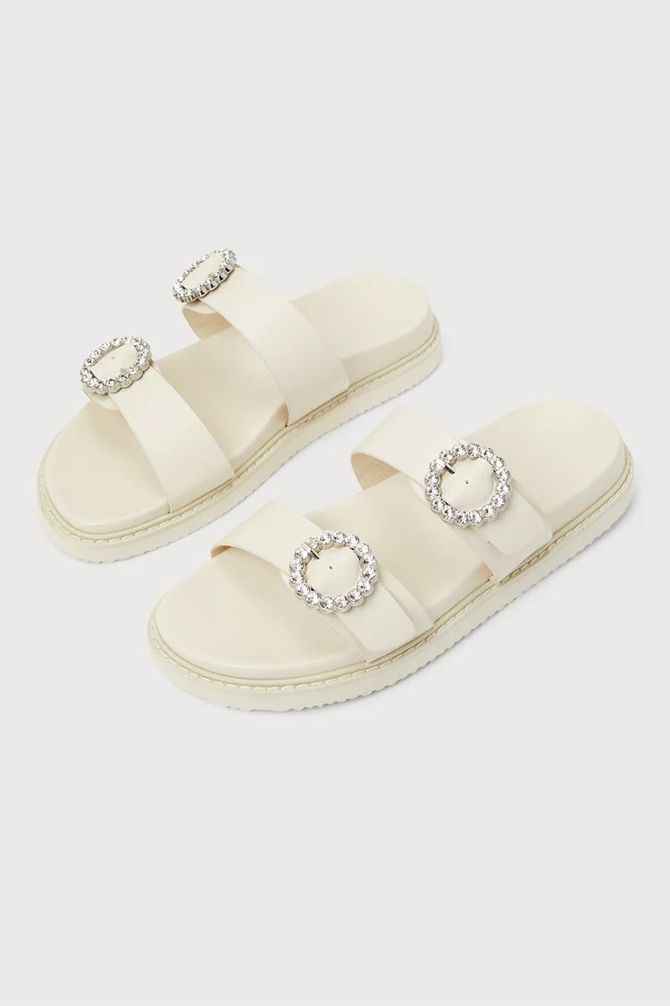 Zen Ivory Buckled Slide Sandals | Lulus (US)