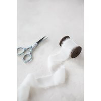 White Hand-Dyed Frayed Edge Silk Velvet Ribbon 1-3/8"" 2 | Etsy (US)