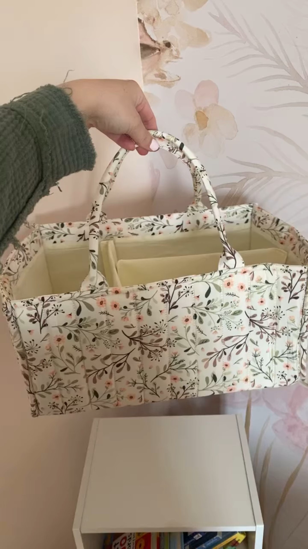 Put together the baby’s diaper caddy. We have a two story house, so I like to keep one on both levels for convenience. The caddy upstairs is very much dedicated to baby and mom. I always keep our favorite @tubbytodd on hand. Their products are perfect for babies, made with safe, gentle Ingredients. 

While the second caddy downstairs has stuff for all the littles. Including pull-ups and undies for our potty training girlie. And lots of hair supplies for the big sisters, to make school mornings easier. It’s nice to have a dedicated spot for things during the chaos. 

I like to change the caddies around seasonally, or even as the babies grow developmentally. Keeping little books and toys in there. Also, if baby is sick I will keep a saline solution and a nasal aspirator, aka a booger sucker, thermometer, etc. So I can have everything in one spot and near by.