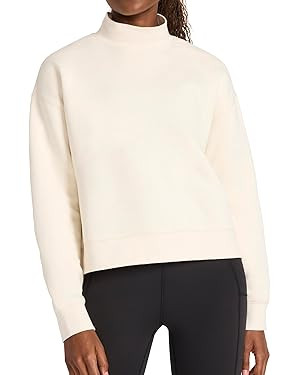 Reebok Women's Vector Mock Neck Sweatshirt, Standard Fit, Midweight Cotton-Poly Fabric | Amazon (US)